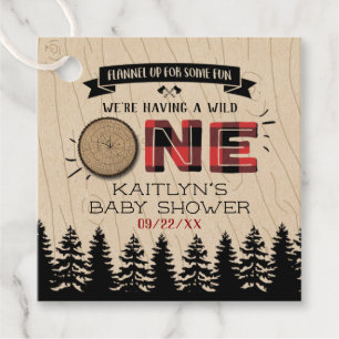 Étiquettes Cadeau Buffle de forêt rustique Plaid Wild Un Baby shower