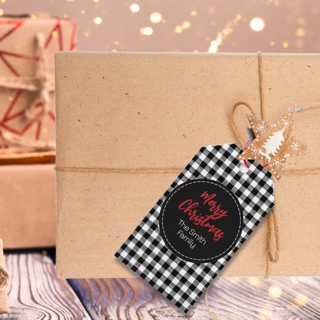 Étiquettes-cadeau Buffle noir blanc Plat Pays traditionnel (Créateur téléchargé)