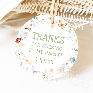 Étiquettes Cadeau Bugs Girl Birthday Insect Party Circle