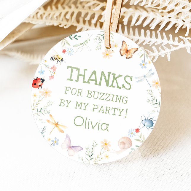 Étiquettes Cadeau Bugs Girl Birthday Insect Party Circle (Créateur téléchargé)