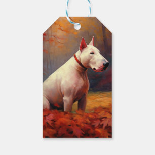 Étiquettes-cadeau Bull Terrier à l'automne Leaves automne Inspire