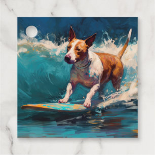 Étiquettes Cadeau Bull Terrier Plage Surf Peinture