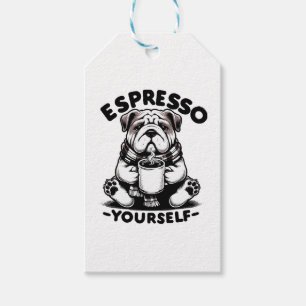 Étiquettes-cadeau Bulldog au café chaud
