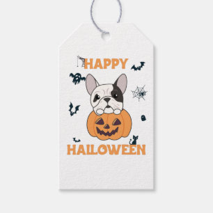Étiquettes-cadeau Bulldog En Chiens Citrouilles Cutes Joyeux Cadeau