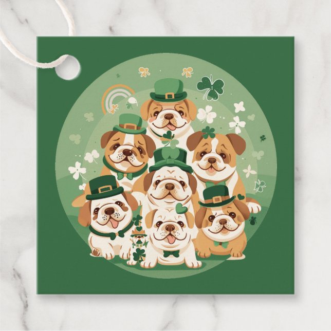 Étiquettes Cadeau Bulldogs anglais de la Saint-Patrick (Devant)