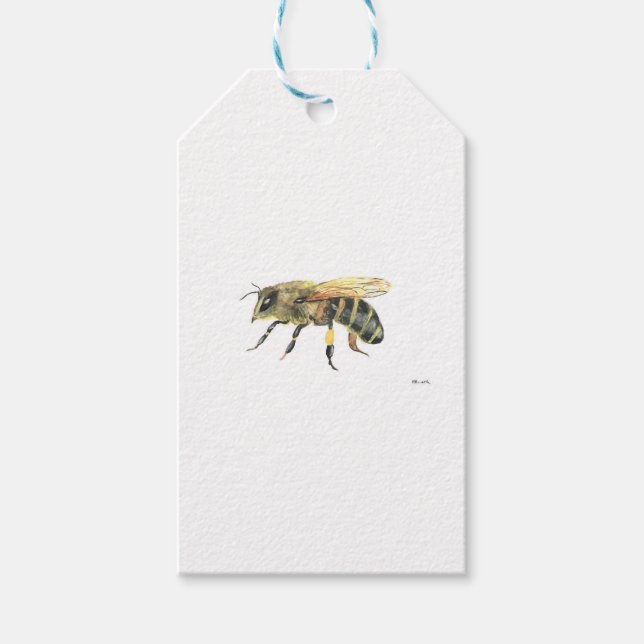 Étiquettes-cadeau Bumble abeille moderne insectes floraux jaune noir (Devant)