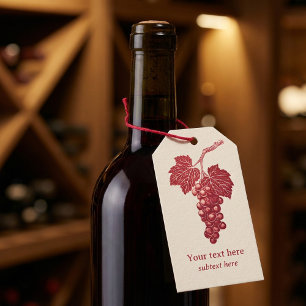 Étiquettes-cadeau Bunch de raisins et feuille de vigne, bordeaux