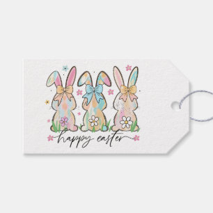 Étiquettes-cadeau Bunnies de Pâques colorés avec des vaches
