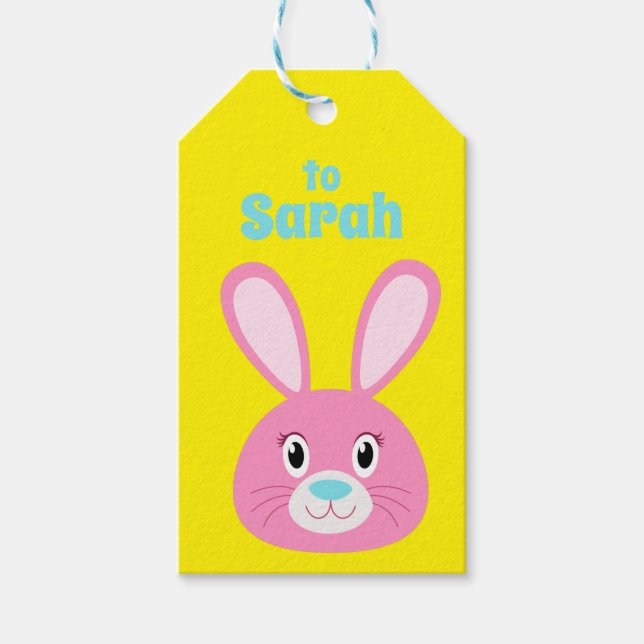 Étiquettes-cadeau Bunny d'anniversaire (Devant)