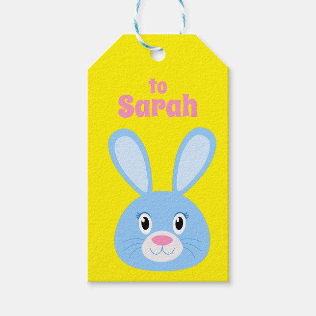 Étiquettes-cadeau Bunny d'anniversaire (Devant)