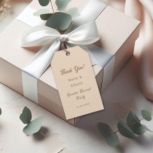 Étiquettes-cadeau Bunny Light Beige Genre Révélation Merci (Créateur téléchargé)