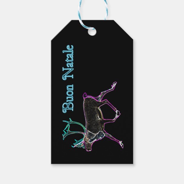 Étiquettes-cadeau Buon Natale - Caribou électrique (Devant)