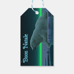 Étiquettes-cadeau Buon Natale - Ours polaire à bord de glace