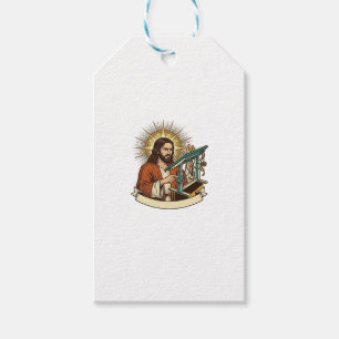 Étiquettes-cadeau Bureau debout Jésus cassé bloqué à mi-chemin Humou
