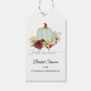 Étiquettes-cadeau Burgundy Floral Fall Dusty Blue Watercolor Citroui
