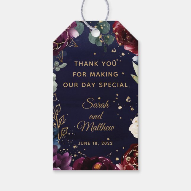 Étiquettes-cadeau Burgundy Navy Wedding Favor Cadeau (Devant)