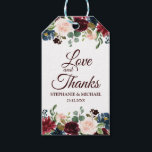 Étiquettes-cadeau Burgundy Red Navy Floral Rustic Boho tag cadeau<br><div class="desc">Aquarelle Bourgogne Rouge Marine Florale Rustique Boho Mariage tag cadeau. Parfait pour un mariage de automne. Le design comprend un bouquet époustouflant de bordeaux / Marsala, pêche, fleurs marines / roses avec feuilles assortis. S'il vous plaît trouver d'autres modèles et variantes dans mon magasin "blissweddingpaperie". N'hésitez pas à me contacter...</div>