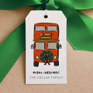 Étiquettes-cadeau Bus Red London Double Decker