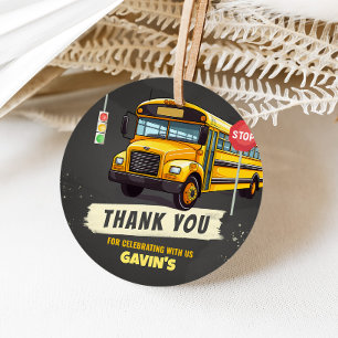 Étiquettes Cadeau Bus scolaire Fête d'anniversaire