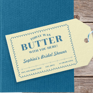 Étiquettes-cadeau Butter With You Yellow Blue Vintage Bridal Shower