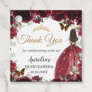 Étiquettes Cadeau Butterflies florales de Bourgogne Princess Gold Es
