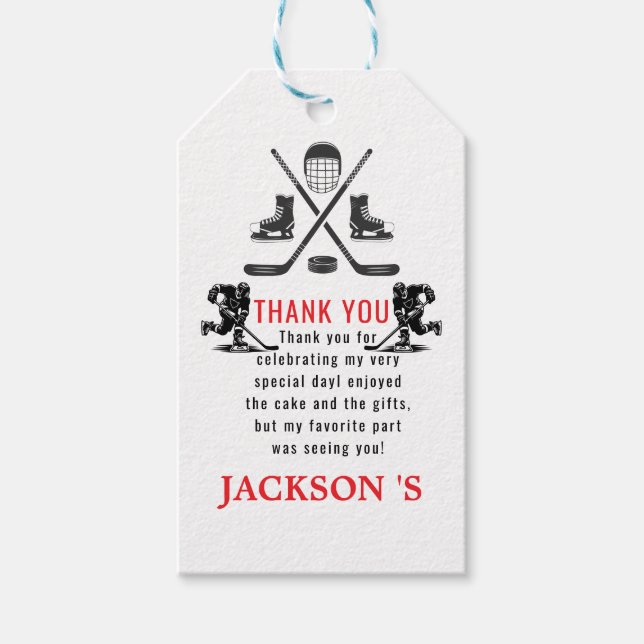 Étiquettes-cadeau C’est l’heure du jeu Hockey 1er anniversaire (Devant)