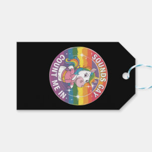 Étiquettes-cadeau Ça a l'air gay, comptez-moi, licorne, arc-en-ciel,