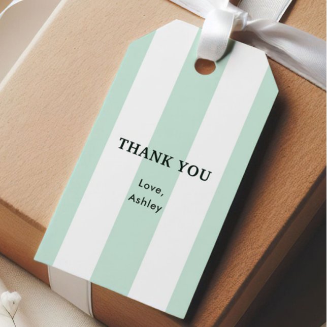 Étiquettes-cadeau Cabana Stripe Sea Green Enterrement de Vie de Jeun (Créateur téléchargé)