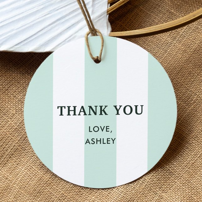 Étiquettes Cadeau Cabane Rayure Vert Mer Enterrement de Vie de Jeune (Créateur téléchargé)