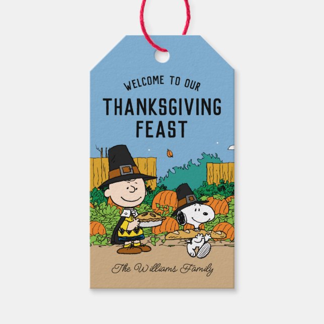 Étiquettes-cadeau cacahuètes | Charlie Brown Thanksgiving Ajouter Vo (Devant)