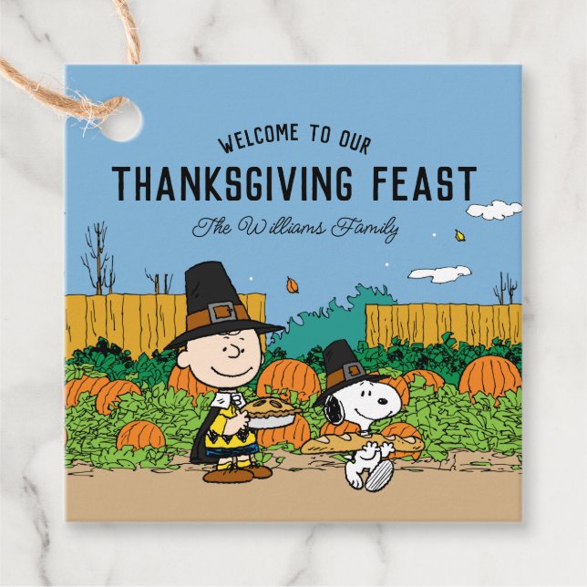 Étiquettes Cadeau cacahuètes | Charlie Brown Thanksgiving Ajouter Vo (Devant)