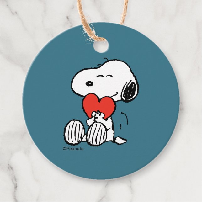 Étiquettes Cadeau cacahuètes | Saint Valentin | Snoopy Heart Hug (Devant)