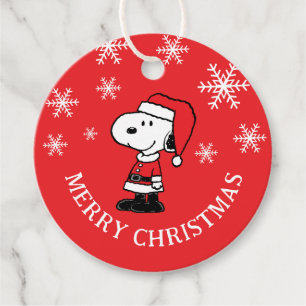 Étiquettes Cadeau cacahuètes Snoopy Santa Claus