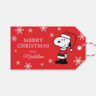 Étiquettes-cadeau cacahuètes   Snoopy Santa Claus
