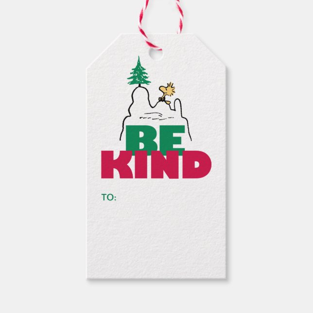 Étiquettes-cadeau cacahuètes | Snoopy & Woodstock Be Kind (Devant)