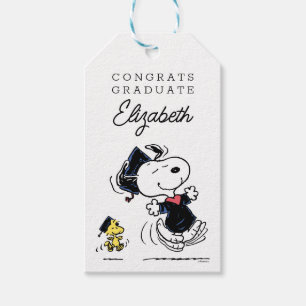 Étiquettes-cadeau cacahuètes Snoopy & Woodstock Graduation