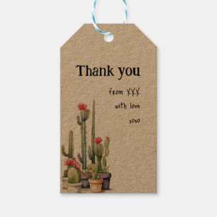 Étiquettes-cadeau Cactus Aquarelle Rustique Message Personnalisé