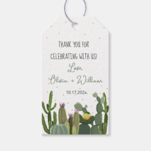 Étiquettes-cadeau Cactus Aquarelle Verdure Mariage Merci  
