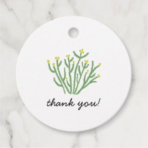 Étiquettes Cadeau Cactus Cholla Fleur Jaune Shower de Mariée