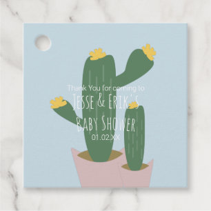 Étiquettes Cadeau Cactus Cupcakes Remerciements Baby Shower Bleu Ro