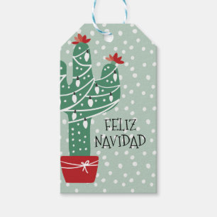 Étiquettes-cadeau Cactus du Joyeux Noël Feliz Navidad