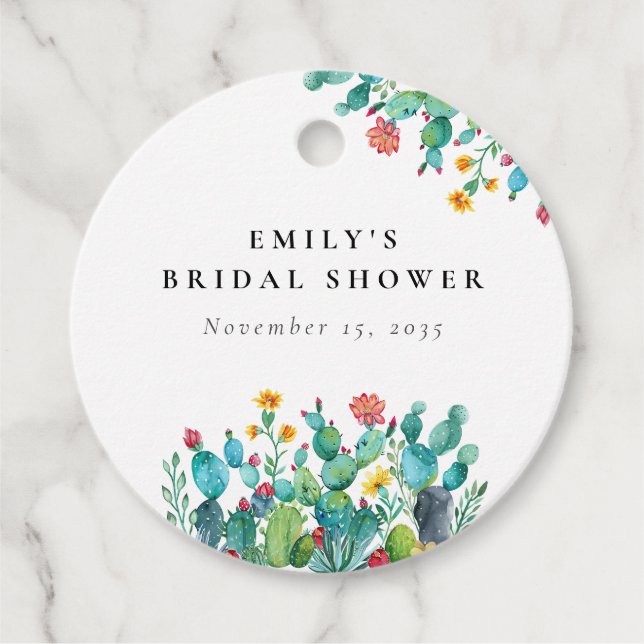 Étiquettes Cadeau Cactus Fête Mariage Mexicaine Enterrement de Vie d (Devant)