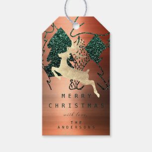 Étiquettes-cadeau Cadeau à scintiller arbre de Noël de cuivre de
