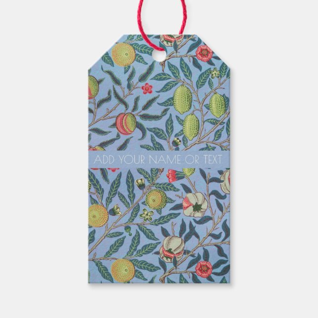 ÉTIQUETTES-CADEAU CADEAU AVEC WILLIAM MORRIS BLEU "POMEGRANATES" (Devant)