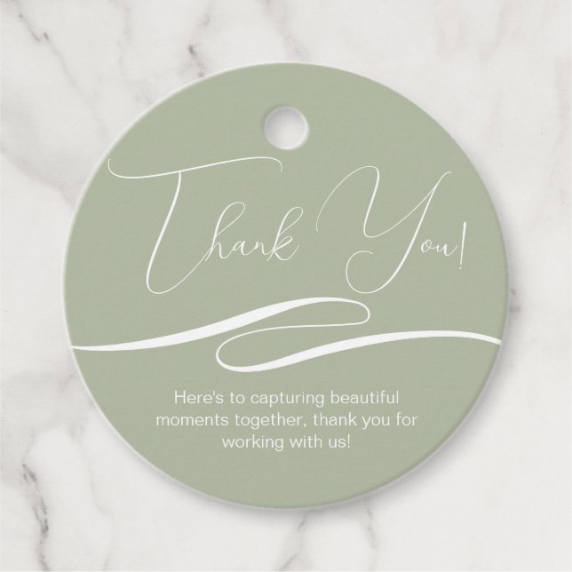 Étiquettes Cadeau Cadeau client Merci Logo personnalisé Sage Green (Devant)