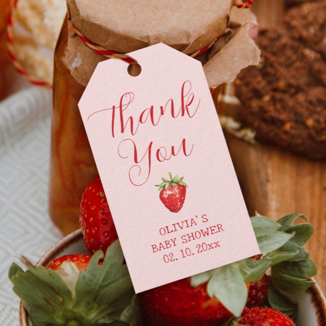 Étiquettes-cadeau Cadeau de Baby Shower aux Fraises Douce comme une  (Créateur téléchargé)