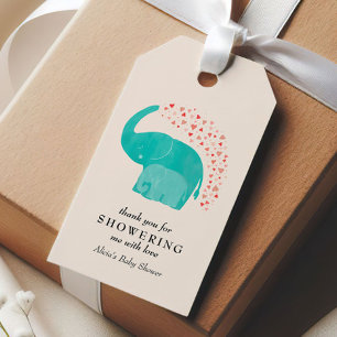 Étiquettes-cadeau Cadeau de Baby Shower Mère et Éléphant Bébé