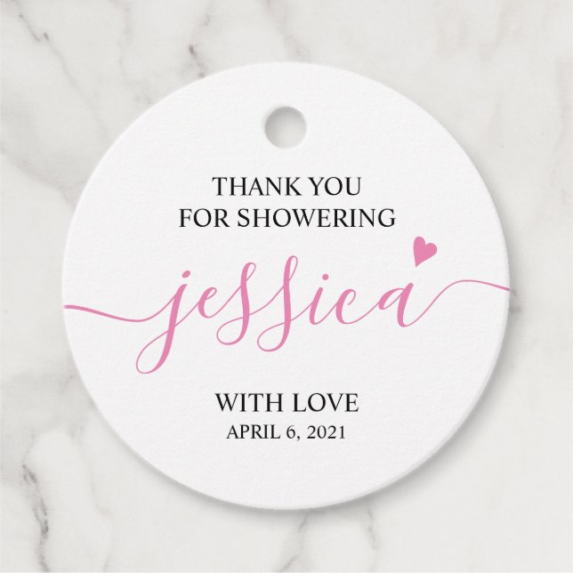 Étiquettes Cadeau Cadeau de Baby Shower pour Fille Remerciement (Devant)