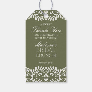Étiquettes-cadeau Cadeau de brunch de mariage Green Talavera Tile Fi