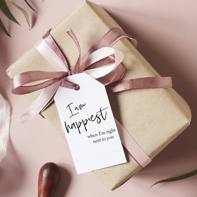 Étiquettes-cadeau Cadeau de citation romantique noire tendance (Créateur téléchargé)